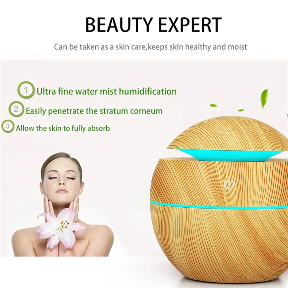 Humidifier Electric Air Aroma Diffuser Wood Ultrasonic